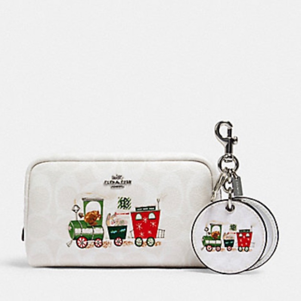 Limited EDITION 🔥Authentic COACH Leather Train cosmetic cs/Keychain - Picture 2 of 16